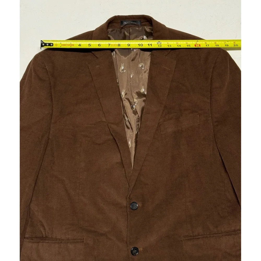 Ralph Lauren Mens Brown Corduroy Blazer‎ Fox Print Lining - Size 44R Elbow Patch